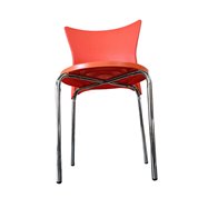 Stohovateľná plastová stolička B2B - oranžová - 2. AKOSŤ - miestami olopané chrómovanie nôh