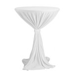 Obrus VENICE na koktejlové stoly s doskou s priemerom ∅ 80 - 85 cm a výškou cca 110 cm. 100% polyester so stuhou vo farbe obrusu