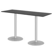 Barový stôl Luna, 1800x700 mm, HPL, čierny, podnože hliníkový lak