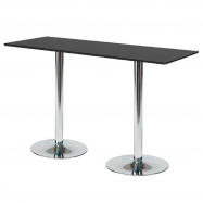 Barový stôl Luna, 1800x700 mm, HPL, čierny, chrómované podnože