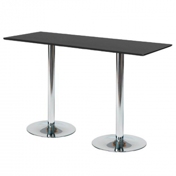 Barový stôl Luna, 1800x700 mm, HPL, čierny, chrómované podnože