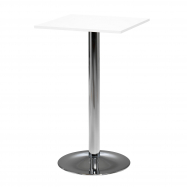 Barový stôl Bianca, 700x700 mm, HPL, biely, chrómované podnože