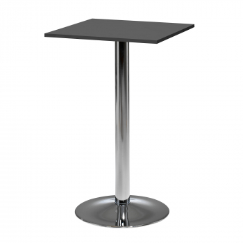 Barový stôl Bianca, 700x700 mm, HPL, čierny, chrómované podnože