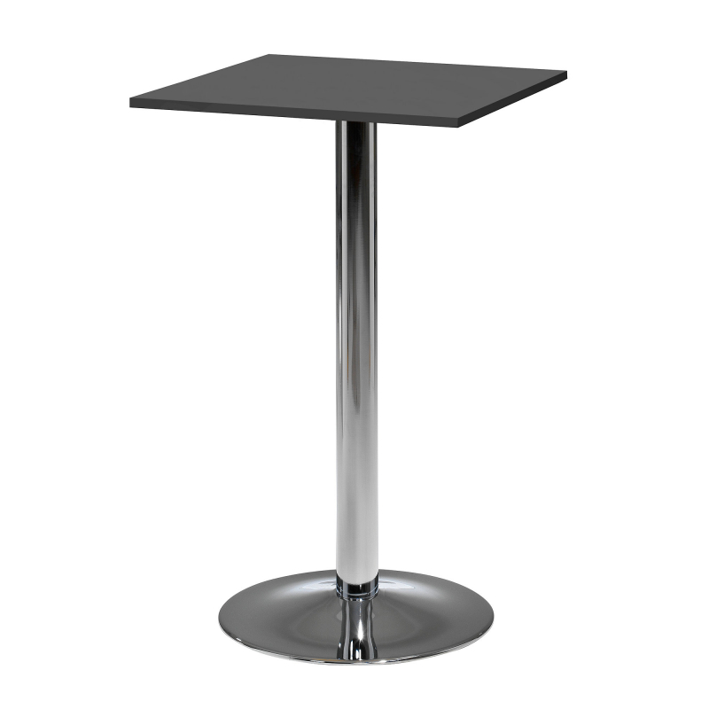 Barový stôl Bianca, 700x700 mm, HPL, čierny, chrómované podnože