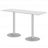 Barový stôl Luna, 1800x700 mm, HPL, biely, podnože hliníkový lak