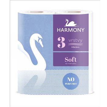 HARMONY soft toaletný papier, 3 - vrstvový recykel, 4 role