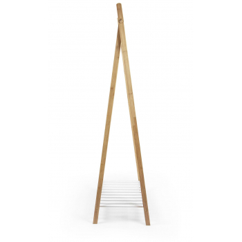 Bambusový stojan na šaty Compactor Bamboo Stender s bílou policí na boty, 80 x 44 x 160 cm