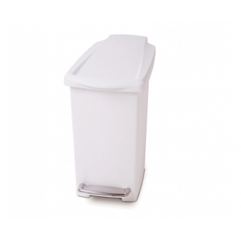Pedálový odpadkový koš Simplehuman – 10 l, úzký, bílý plast