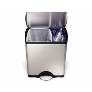 Odpadkový kôš na triedený odpad, Simplehuman - 30/16 l, obdĺžnikový, matná oceľ, FPP