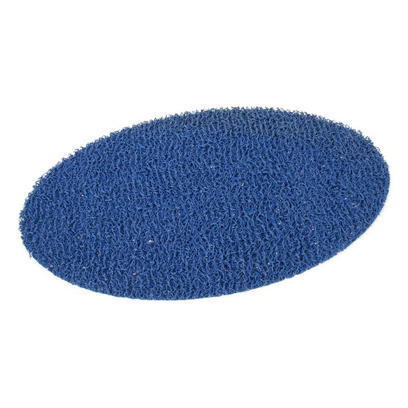 Modrá vinylová protišmyková sprchová oválna rohož FLOMA Spaghetti - dĺžka 39,5 cm, šírka 70 cm a výška 1,2 cm