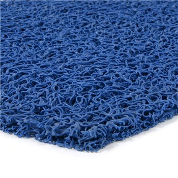 Modrá vinylová protišmyková sprchová polkruhová rohož FLOMA Spaghetti - dĺžka 40 cm, šírka 59,5 cm a výška 1,2 cm
