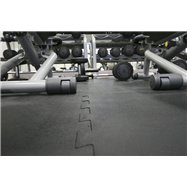 Čierna gumová priebežná fitnes modulová platňa Šport Tile - dĺžka 61 cm, šírka 61 cm a výška 1 cm