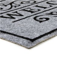Šedá textilné čistiaca vnútorné vstupná rohož FLOMA Welcome - Deco - dĺžka 33 cm, šírka 58 cm a výška 0,3 cm