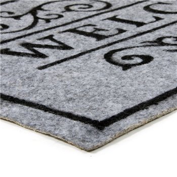 Šedá textilné čistiaca vnútorné vstupná rohož FLOMA Welcome - Deco - dĺžka 33 cm, šírka 58 cm a výška 0,3 cm
