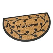 Kokosová čistiace vonkajšie polkruhová vstupná rohož FLOMA Welcome - Deco - dĺžka 45 cm, šírka 75 cm a výška 0,8 cm