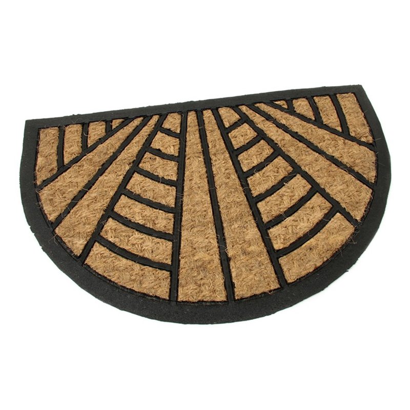 Kokosová čistiace vonkajšie polkruhová vstupná rohož FLOMA Stripes - Lines - dĺžka 40 cm, šírka 60 cm a výška 0,8 cm