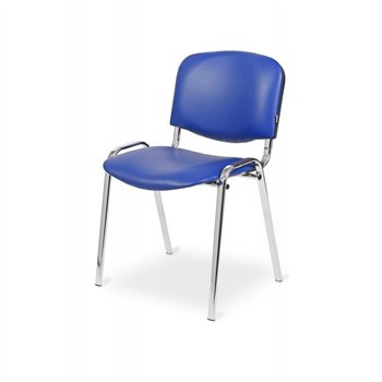 Konferenčná oceľová stolička ISO 24H CR, ekokoža, modrá / chróm