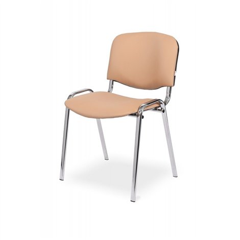 Konferenčná oceľová stolička ISO 24H CR, ekokoža, svetlo hnedá / chróm
