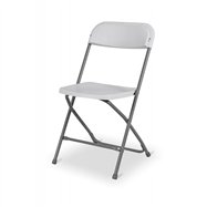 Skladacia stolička POLY 7, šedý rám, biely sedák a operadlo