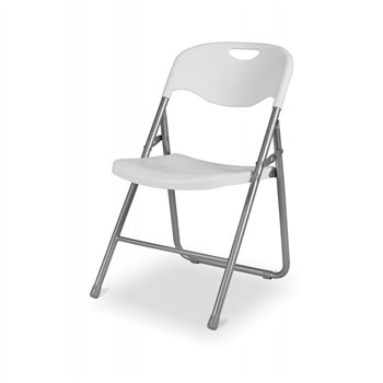 Skladacia stolička POLY 9, šedý rám, biely sedák a operadlo