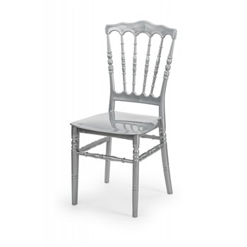 Plastová svadobné stoličky NAPOLEON, strieborná