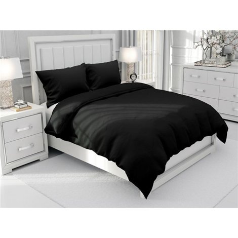 Jednofarebné bavlnené posteľné obliečky SUZY vzor BJ-23 Čierne - 140 x 200 cm