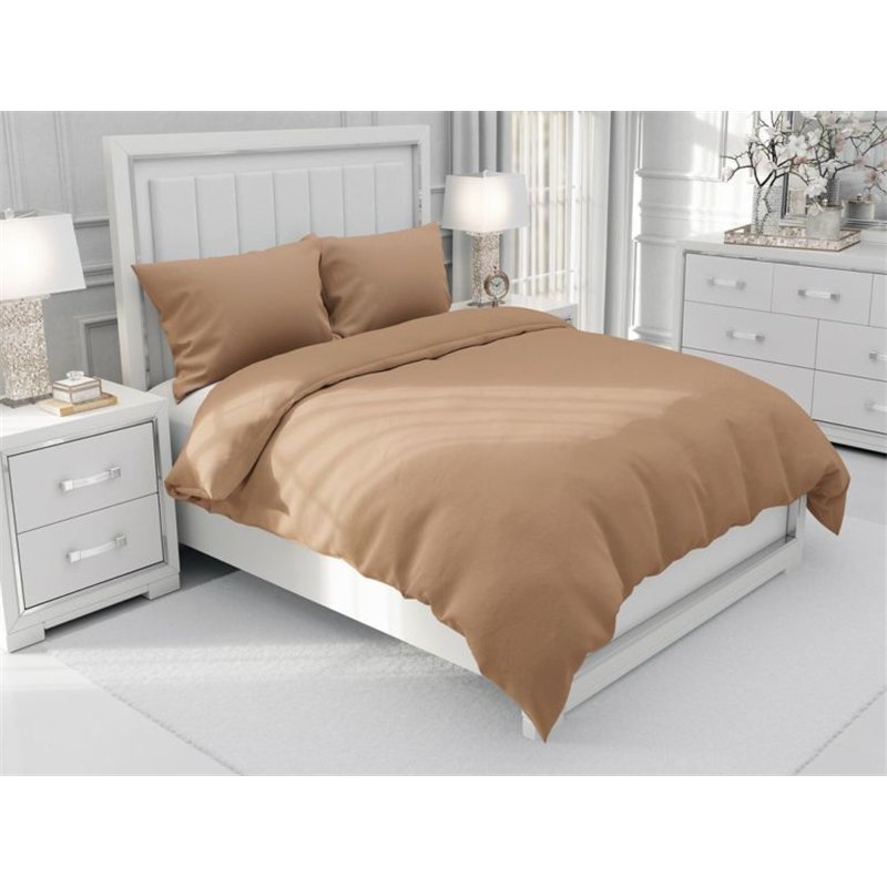Jednofarebné bavlnené posteľné obliečky SUZY vzor BJ-77 Svetlo hnedé - 140 x 200 cm