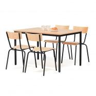 Jedálenský zostava: stôl 1200x800 mm + 4 stoličky, buk / čierna