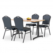 Jedálenský zostava: stôl 1200x800 mm, buk + 4 stoličky, čierna / čierna koženka