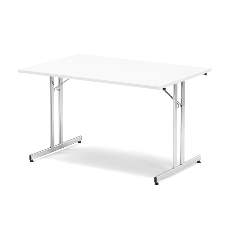 Skladací stôl Emily, 1200x800 mm, biela, chróm