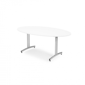 Oválny jedálenský stôl Sanna, 1800x1000 mm, biela, chróm