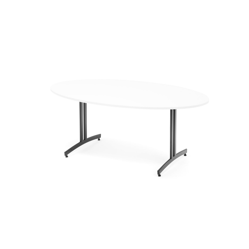 Oválny jedálenský stôl Sanna, 1800x1000 mm, biela, čierna
