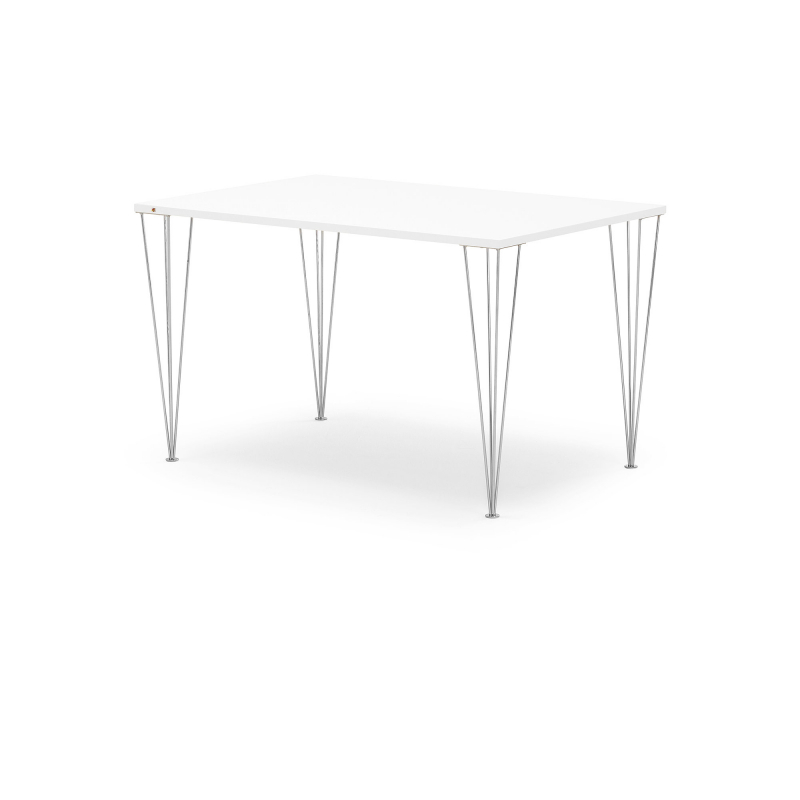 Jedálenský stôl Zadie, 1400x800 mm, HPL, biela / chróm