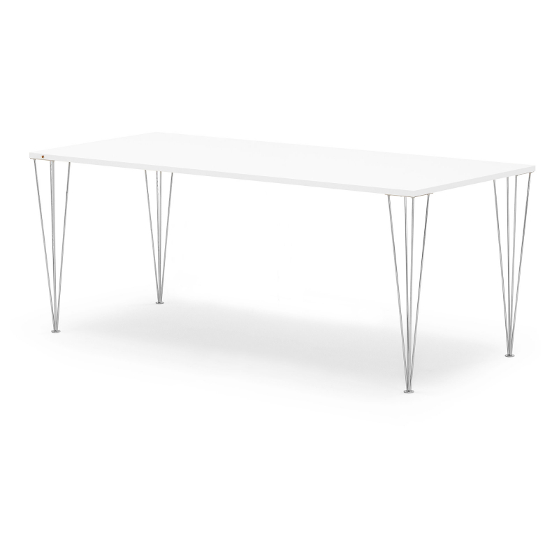 Jedálenský stôl Zadie, 2000x800 mm, HPL, biela / chróm