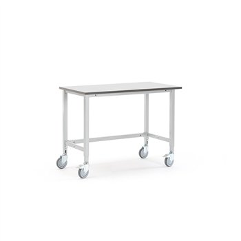Pojazdný dielenský stôl Motion, 1200x600 mm, šedá doska HPL