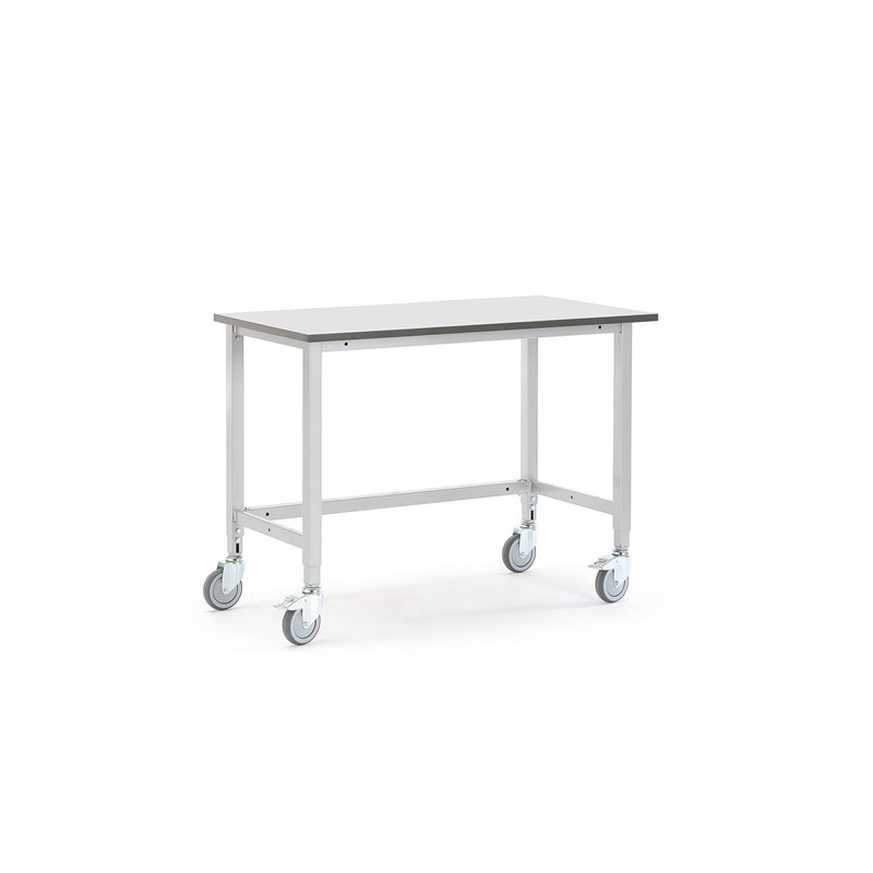 Pojazdný dielenský stôl Motion, 1200x600 mm, šedá doska HPL