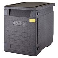 Termoizolačný box Cam GoBox® s predným plnením pre nádoby 600x400 mm, bez drážok, 155 l, čierny