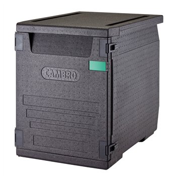 Termoizolačný box Cam GoBox® s predným plnením pre nádoby 600x400 mm, s 9 vstavanými drážkami, 126 l, čierny