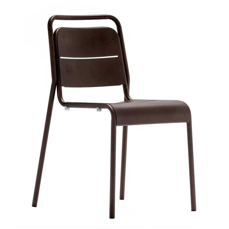 Stohovateľná záhradná oceľová stolička ALMA chair - hneda