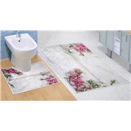 Kúpeľňová súprava predložiek 3D 60x100+60x50 cm Ružová kytica