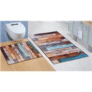 Kúpeľňová súprava predložiek 3D 60x100+60x50 cm BEZ VÝKROJA drevená podlaha