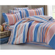 Predĺžené obliečky bavlna 140x220, 70x90 cm Mart blue-pink, zipsový uzáver