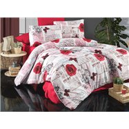 Predĺžené obliečky bavlna 140x220, 70x90 cm Red roses, zipsový uzáver