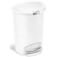 Pedálový odpadkový kôš SIMPLEHUMAN – 50 l, polguľatý, plast, biely