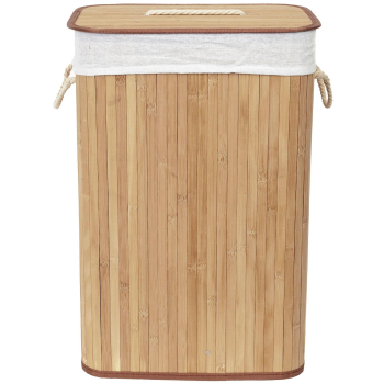 Bambusový koš na prádlo s víkem Compactor Bamboo - obdélníkový, přírodní, 40 x 30 x v60 cm