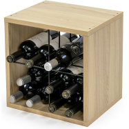 Stojan na 16 láhví vína Compactor CUBE VERTICAL, dekor dub, 36,5 x 29 x V36,3 cm