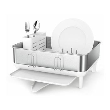 Odkapávač na nádobí Simplehuman, rám z nerez oceli, bílý plast, FPP