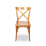 Reštauračná drevená stolička CROSS-BACK WOOD, hnedá