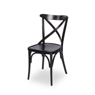 Reštauračná drevená stolička CROSS-BACK WOOD, čierna