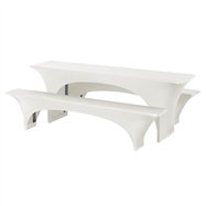 Bonn - sada elastických poťahov na pivný set, 220 x 50 x V78 cm, Biela